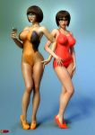  3d big_breasts erect_nipples glasses high_heels scooby-doo sodacan_(artist) swimsuit thighs velma_dinkley 