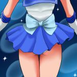 1_girl 1girl ami_mizuno ass bishoujo_senshi_sailor_moon blue_skirt clothed elbow_gloves female female_only gloves mizuno_ami panties panty_peek sailor_mercury sailor_moon serafuku short_skirt skirt solo standing white_panties