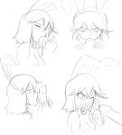  bunny_ears facial fellatio kill_la_kill matoi_ryuuko monochrome oral zeromomentai 