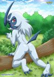  1girl absol anthro bbmbbf day looking_at_viewer nintendo nude palcomix pokemon pokepornlive presenting_pussy pussy video_games wink 