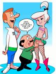 boots breasts erect_nipples fingering fishnets george_jetson judy_jetson mr._spacely pussy_juice shaved_pussy skirt_lift the_jetsons