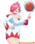 basketball big_breasts breasts cleavage female final_fantasy final_fantasy_i green_eyes magic mario_sports_mix pink_hair reit robe solo white_mage