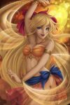  1_girl 1girl aino_minako belly_dancer bishoujo_senshi_sailor_moon blonde blonde_hair blue_eyes dancer_outfit female female_only hair_bow long_blonde_hair long_hair looking_at_viewer minako_aino mostly_nude sailor_moon sailor_venus solo 