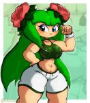  1girl 2023 alien alien_girl alien_humanoid artist_name big_breasts blue_eyes breasts cosmo_the_seedrian cosmo_the_seedrian_(adult) drawstring echo_background flexing flexing_arms flexing_bicep green_clothes green_clothing green_hair gym_clothes humanoid light-skin light-skinned_female light_skin muscular muscular_female plant plant_girl pseudo_hair sawcraft1 seedrian sega shorts signature sonic_(series) sonic_the_hedgehog_(series) sonic_x sports_bra sports_shorts thick_thighs tms_entertainment white_clothes white_clothing workout_clothes workout_clothing 