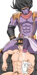  cum_drip ejaculation holding_object jojo&#039;s_bizarre_adventure jotaro_kujo male male_nipples male_only muscle muscular_male stand_(jojo) standcest star_platinum stardust_crusaders yaoi 