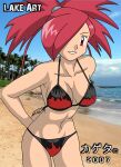  1_girl 1girl 2007 alluring asuna_(pokemon) beach bikini female female_abs female_human flannery flannery_(pokemon) hair_over_one_eye hot human kageta mostly_nude outdoor outside pokemon pokemon_(anime) posing zage_inc 