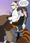  1girl anthro beverly_(athiesh) clothing dialogue domination duo english_text eyewear female_domination furry glasses handjob jailbird lagomorph lokkun male mammal neck_tie office open_mouth original rabbit red_panda sex sex_toy story story_in_description suit text vibrator 