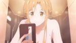 1girl anime ass bathtub breasts brown_eyes brown_hair cell_phone female gif human long_hair nude sexy wet