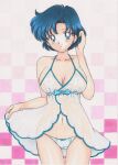 1_girl 1girl alluring ami_mizuno bishoujo_senshi_sailor_moon blue_eyes blue_hair female female_only looking_at_viewer mizuno_ami mostly_nude nightgown panties rascal_(artist) sailor_mercury sailor_moon short_hair sleeveless solo