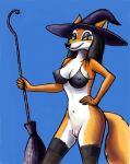 bra broom canine fox halloween hat mammal nude nude pussy sexy tail witch