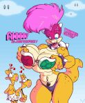  2013 anthro areola big_breasts blue_eyes breasts cameltoe erect_nipples hair high_heel_boots horn huge_breasts koopa lordstevie mandy_koopa mohawk navel navel_piercing nintendo nipples original_character panties piercing pink_hair reptile scalie smile super_mario_bros. topless turtle underwear wand 