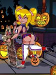  1girl alien ben_10 ben_10:_omniverse candy chainsaw cosplay freckles halloween juliet_starling lollipop lollipop_chainsaw lucy_mann purple_eyes roco340 twin_tails 