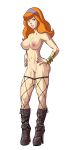 1girl areolae big_breasts bracelet breasts daphne_blake erect_nipples female female_only fishnets functionally_nude hands_on_hips high_resolution jewelry labia large_areolae nail_polish nipples orange_hair scooby-doo shoes solo tekuho_(artist) very_high_resolution