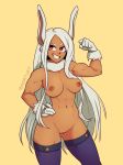 1girl 1girl 1girl abs animal_ears biceps breasts bunny_ears cowboy_shot dark-skinned_female dark_nipples dark_skin detached_collar flexing forehead fur_collar gloves gluteal_fold grin hand_on_hip high_resolution long_hair medium_breasts mirko muscle muscular_female my_hero_academia navel nipples nortuet nude pose purple_legwear pussy rabbit_girl red_eyes smile stockings thick_thighs thighs uncensored very_long_hair white_gloves white_hair