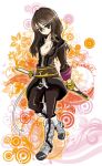  boots breasts brown_eyes brown_hair cleavage flat_chest genderswap genderswap_(mtf) kaprice katana knee_boots long_hair stylish sword tales_of_(series) tales_of_vesperia warrior weapon yuri_lowell 