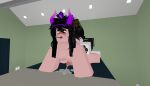  2futas aged_up all_fours anthro black_hair blush blushing cum cum_puddle cumming cumming_while_penetrated cumshot cutiine friends furry furrzzie looking_pleasured messy_ejaculation multicolored_fur open_mouth roblox roblox_avatar robloxian 