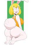 <3 1girl 2017 anthro ass barefoot big_ass big_breasts blonde_hair bottomless breasts carrot_(one_piece) clothed clothing fur furry hair high_res jinu lagomorph looking_back mammal minkmen_(one_piece) one_eye_closed one_piece rabbit rear_view smile text white_fur wink