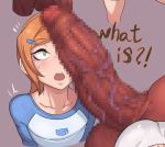  ben_10 censored giant_penis green_eyes gwen_tennyson metal_owl orange_hair penis_on_face short_hair 