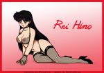  1girl bishoujo_senshi_sailor_moon bra breasts character_name female_only gloves high_heels hino_rei mostly_nude panties red_border rei_hino s2x sailor_mars see-through see-through_bra solo_female stockings 