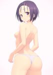 1girl ass breasts cute hot looking_at_viewer looking_back nipples panties purple_eyes purple_hair sairenji_haruna sexy short_hair smile to_love-ru topless underwear