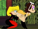 2girls ass big_ass big_breasts breasts butt_sniffing embarrassing gif halloween_costume locker lori_loud pussylicking pyramid_(artist) school the_loud_house thicc_qt vampire yuri