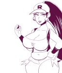 1girl big_breasts breasts cleavage cosplay curvy earrings female_protagonist_(pokemon_bw2) game_freak hat hilda_(pokemon) huge_breasts humans_of_pokemon jessie_(pokemon) large_breasts long_hair looking_at_viewer midriff musashi_(pokemon) nintendo pink_hair pokeball pokemon pokemon_(anime) pokemon_(game) pokemon_black_2_&_white_2 pokemon_black_and_white pokemon_bw pokemon_bw2 short_shorts team_rocket touko_(pokemon) touko_(pokemon)_(cosplay) white_(pokemon) xiceowl