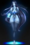 alluring big_breasts blue_eyes blue_hair blue_skin breasts cortana female halo_(series) solo voluptuous waifuholic