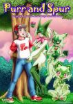  bbmbbf big_breasts comic cover_page floragato meowscarada nintendo palcomix pokemon pokepornlive purr_and_spur_(comic) red_(pokemon) sprigatito 