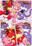 amy's_secret amy_rose archie_comics bbmbbf comic fiona_fox mobius_unleashed multiple_girls nic_the_weasel nicolette_the_weasel palcomix sega sonic_(series) sonic_the_hedgehog_(series) threesome