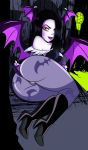  1girl black_hair boots bubble_butt cosplay darkstalkers fingerless_gloves gloves goth grimphantom halloween long_hair looking_back morrigan nickelodeon sexy shinigami shinigami_(tmnt) shiny shiny_skin teenage_mutant_ninja_turtles tmnt_2012 wedgie wings witch 