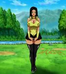  big_breasts black_hair breasts brown_skin cleavage dicasty dicasty1 dragon_ball dragon_ball_super dragon_ball_z egyptian erect_nipples female goddess gold_beads green_eyes heles_(dbs) nipples red_lipstick solo tanned_skin tease turquoise_eye_shadow 