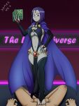 1boy 1girl book breasts cape dc dc_comics dcau drake-rex female foot_on_penis forehead_jewel half_demon looking_at_viewer male male/female mostly_nude nude_male raven_(dc) short_hair standing superheroine tagme teen_titans