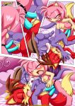 amy's_secret amy_rose archie_comics bbmbbf comic fiona_fox mobius_unleashed multiple_girls nic_the_weasel nicolette_the_weasel palcomix sega sonic_(series) sonic_the_hedgehog_(series) threesome