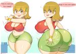  1girl 5-volt ass ass_dough big_ass big_breasts breasts bubble_ass bubble_butt butt_grab cleavage clothing dat_ass deep_skin exercise heart huge_ass large_ass looking_at_viewer mario_(series) mature_female milf nintendo seductive sexy sexy_ass sexy_body sexy_breasts smelly_ass speech_bubble startop text warioware watermark 