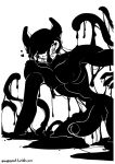 1boy 2d 2d_(artwork) bendy_(batim) bendy_(bendy_and_the_ink_machine) bendy_and_the_ink_machine big_balls black_and_white demon digital_media_(artwork) horny male monochrome monster monster_cock ooze sniggysmut tumblr_username video_game_character video_games