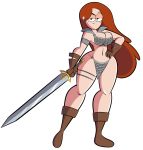  1girl barbarian big_breasts big_hips codykins123 cosplay gravity_falls red_sonja sword wendy_corduroy 