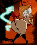 ass big_ass big_breasts boots breasts cosplay dat_ass debbie_turnbull female funny ghost grimphantom halloween looking_back robotboy sexy surprise surprised vampirella vampirella_(cosplay) wedgie