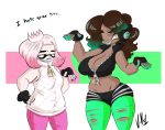  2_girls breasts brown_hair chubby cosplay dark_skin dullvivid goth grumpy huge_breasts large_breasts marina marina_(splatoon) multiple_girls pearl pearl_(splatoon) splatoon splatoon_2 white_skin 