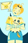  1girl chadrocco delia_ketchum funny halloween mimikyu monster monster_girl nintendo pikachu pokemon robot short_hair 