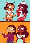  4girls ass big_ass connie_maheswaran cosplay crossover dark_skin freckles glasses halloween hat indian latina maria_santiago nickelodeon no_panties nurse_uniform priyanka_maheswaran rayryan_(artist) ronnie_anne_santiago steven_universe stockings the_loud_house 