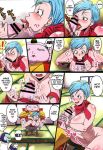  2_girls 4boys breasts bulma_brief dragon_ball dragon_ball_super dragon_ball_z female large_breasts male multiple_girls nipples penis pussy rikka_kai sex text tights_briefs 