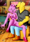 bbmbbf bojack_horseman breasts canine_humanoid catgirl feline_humanoid fur34* green_eyes imminent_sex mr._peanutbutter nipples nude_female palcomix pink_fur princess_carolyn pussy