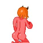 ass cowgirl_position cum cum_in_pussy cum_inside demon disembodied_penis fakkumon gif horns orange_hair pixel_art red_skin vaginal vaginal_penetration