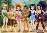 6girls breasts disney disney_fairies dress dress_lift exposed_breasts fairy fawn iridessa lineup looking_at_viewer multiple_girls no_panties palcomix pants_down partially_clothed pussy rosetta silvermist standing tinker_bell vidia wings