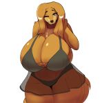  1girl 2017 absurd_res alpha_channel anthro big_breasts biped breasts canine clothed clothing digital_media_(artwork) dog dogmom_(cherrikissu) eikasianspire furry hair high_res huge_breasts long_hair looking_at_viewer mabel_(cherrikissu) mammal navel one_eye_closed original saluki simple_background slightly_chubby thick_thighs translucent transparent_background transparent_clothing voluptuous wide_hips wink 