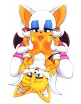 1girl 2017 anthro areola armwear bat big_breasts blue_eyes breasts canine clothing dipstick_tail duo eyelashes eyeshadow fox furry gloves legwear licking makeup male male/female mammal matospectoru miles_"tails"_prower multi_tail multicolored_tail nipples oral paizuri penis penis_lick rouge_the_bat sega sex simple_background tongue tongue_out white_background