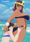 beach big_ass big_breasts chun-li eating_pussy menat pussylicking pyramid_(artist) sexy street_fighter street_fighter_v surprise swimsuit yuri