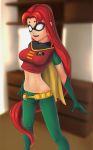  1girl breasts clothing cosplay dareddakka dareddakka_(artist) dc dc_comics female_only robin robin_(cosplay) smile starfire teen_titans 