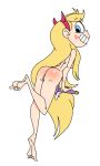  1girl ass blonde_hair blue_eyes colored disney edit female female_focus female_only full_body kirbykid long_hair looking_back mhasses mhdrawin nude pussy smile solo_female star_butterfly star_vs_the_forces_of_evil teen very_long_hair young 