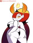 1girl big_ass bikini black_bikini codykins123 dat_ass fangs flame hair_over_one_eye hekapoo horns huge_ass insanely_hot long_hair looking_at_viewer red_hair sideboob star_vs_the_forces_of_evil very_long_hair white_skin yellow_eyes